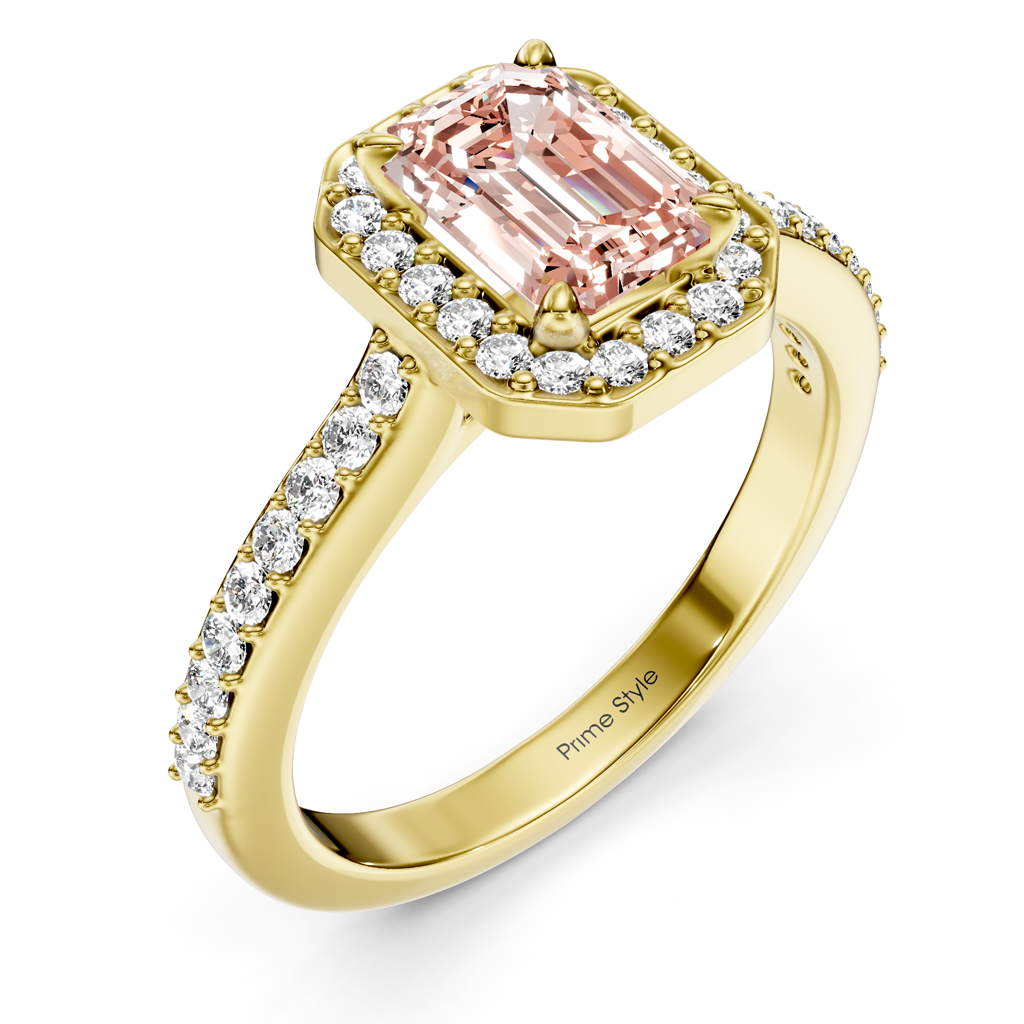 1.30-4.30 CT Emerald &amp; Round Cut Fancy Pink Diamonds - Engagement Ring