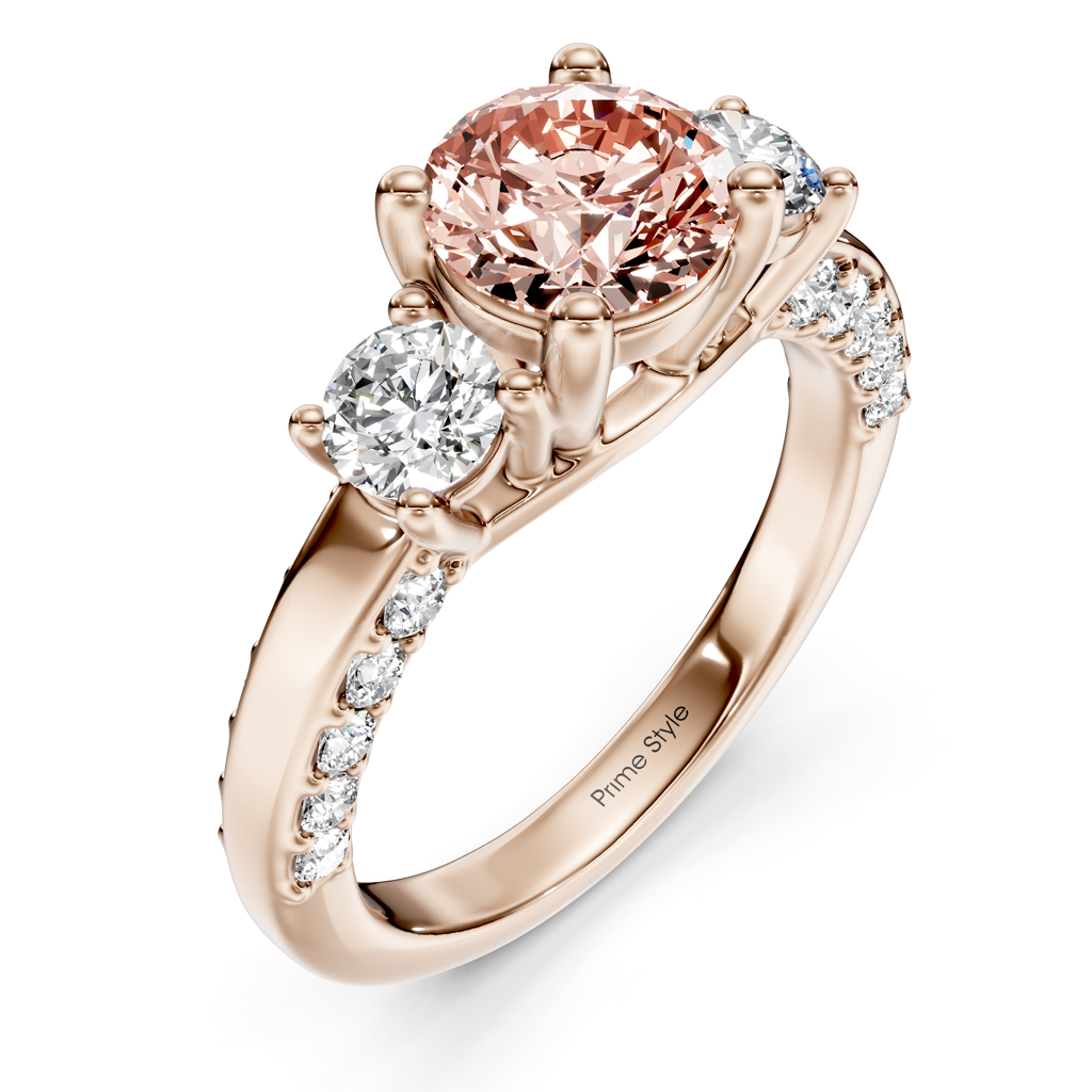 1.90-4.90 CT Round Cut Fancy Pink Diamonds - Engagement Ring