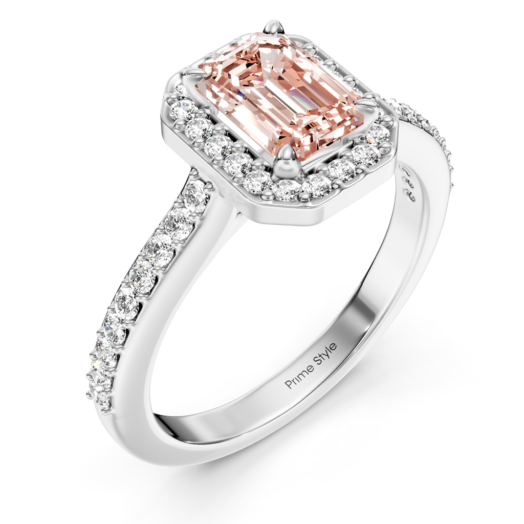 1.30-4.30 CT Emerald &amp; Round Cut Fancy Pink Diamonds - Engagement Ring