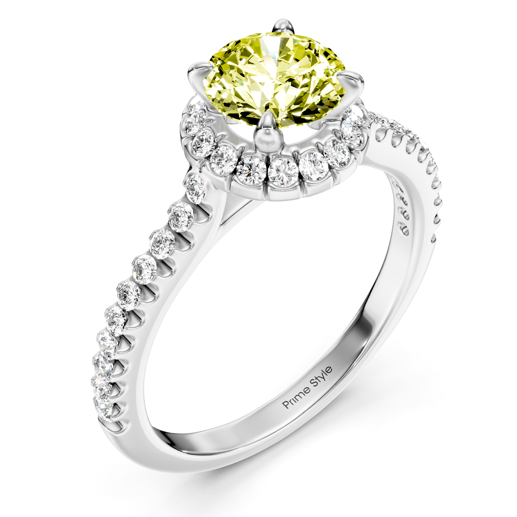 1.35-4.35 CT Round Cut Fancy Yellow Diamonds - Engagement Ring