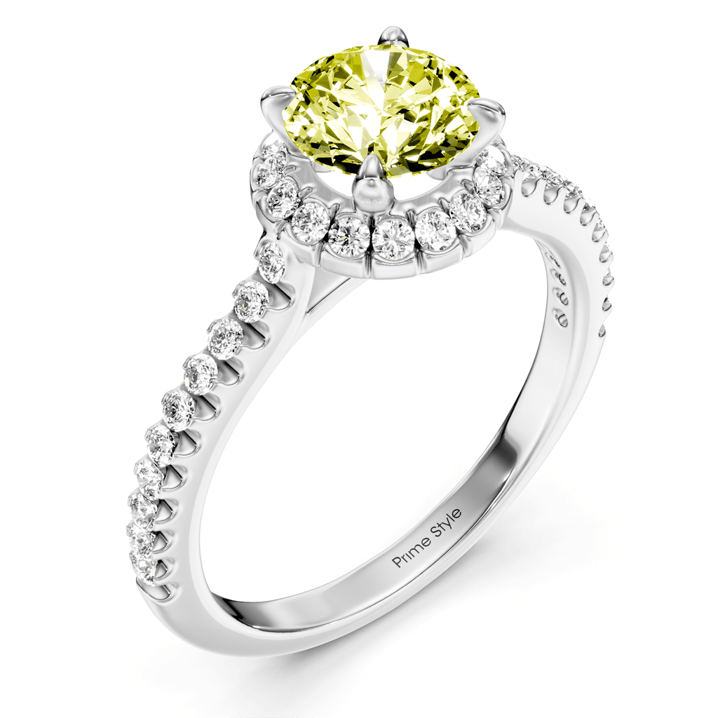 1.35 - 4.35 CT Round Cut Fancy Yellow Diamonds - Engagement Ring - Primestyle.com
