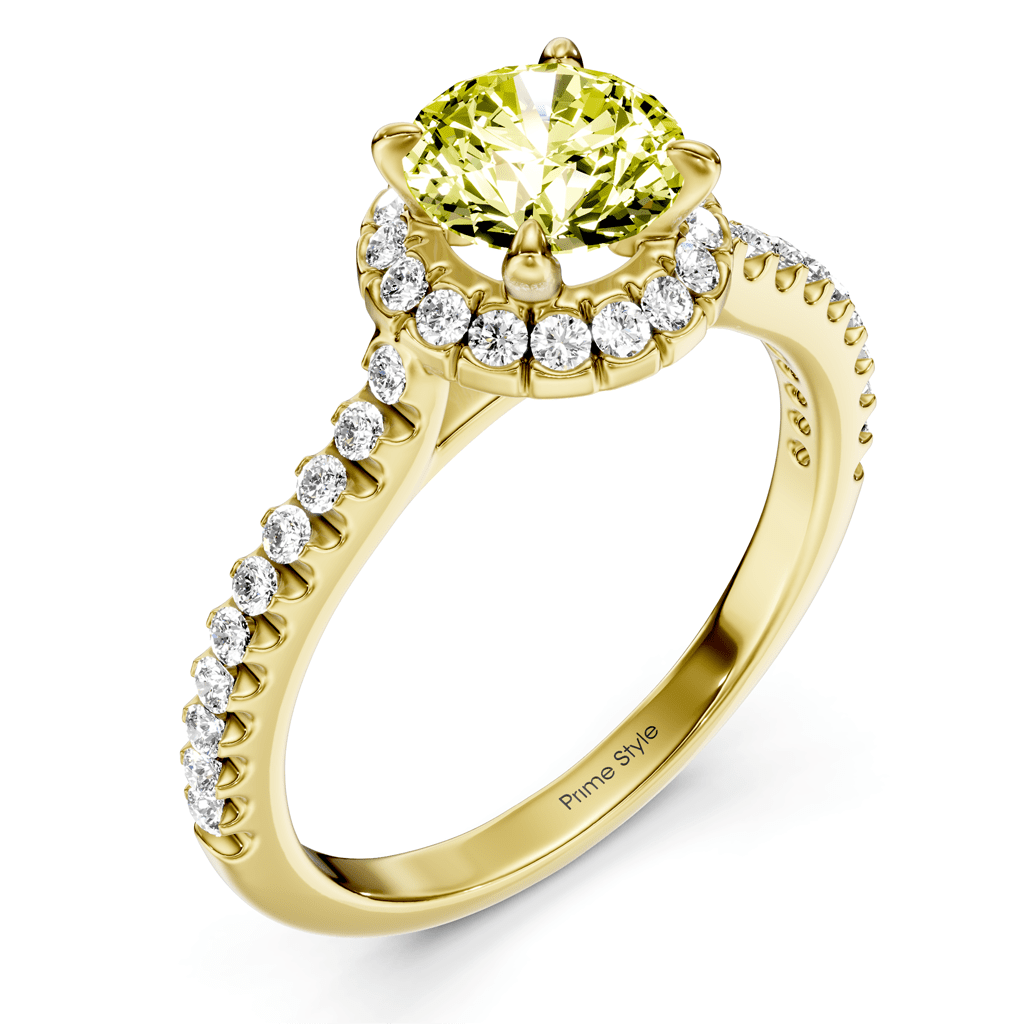 1.35 - 4.35 CT Round Cut Fancy Yellow Diamonds - Engagement Ring - Primestyle.com