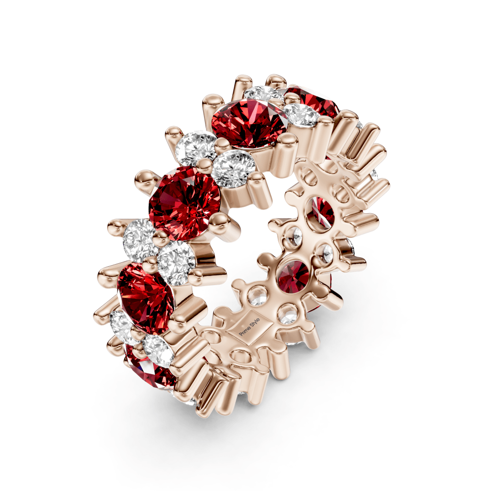 2.00 - 6.00 CT Round Cut Rubies and Diamonds - Eternity Rings - Primestyle.com
