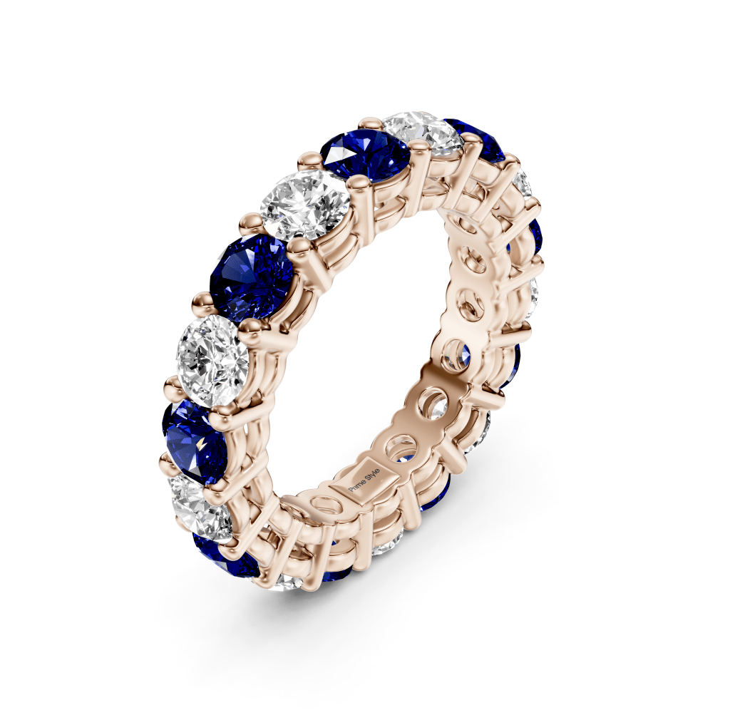 2.50 - 6.00 CT Round Cut Blue Sapphires and Diamonds - Eternity Rings - Primestyle.com