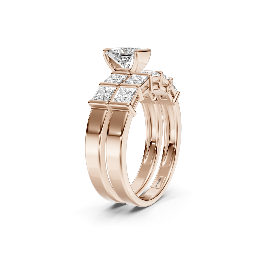 2.30 - 7.80 CT Princess Cut Lab Grown Diamonds - Bridal Set - Primestyle.com