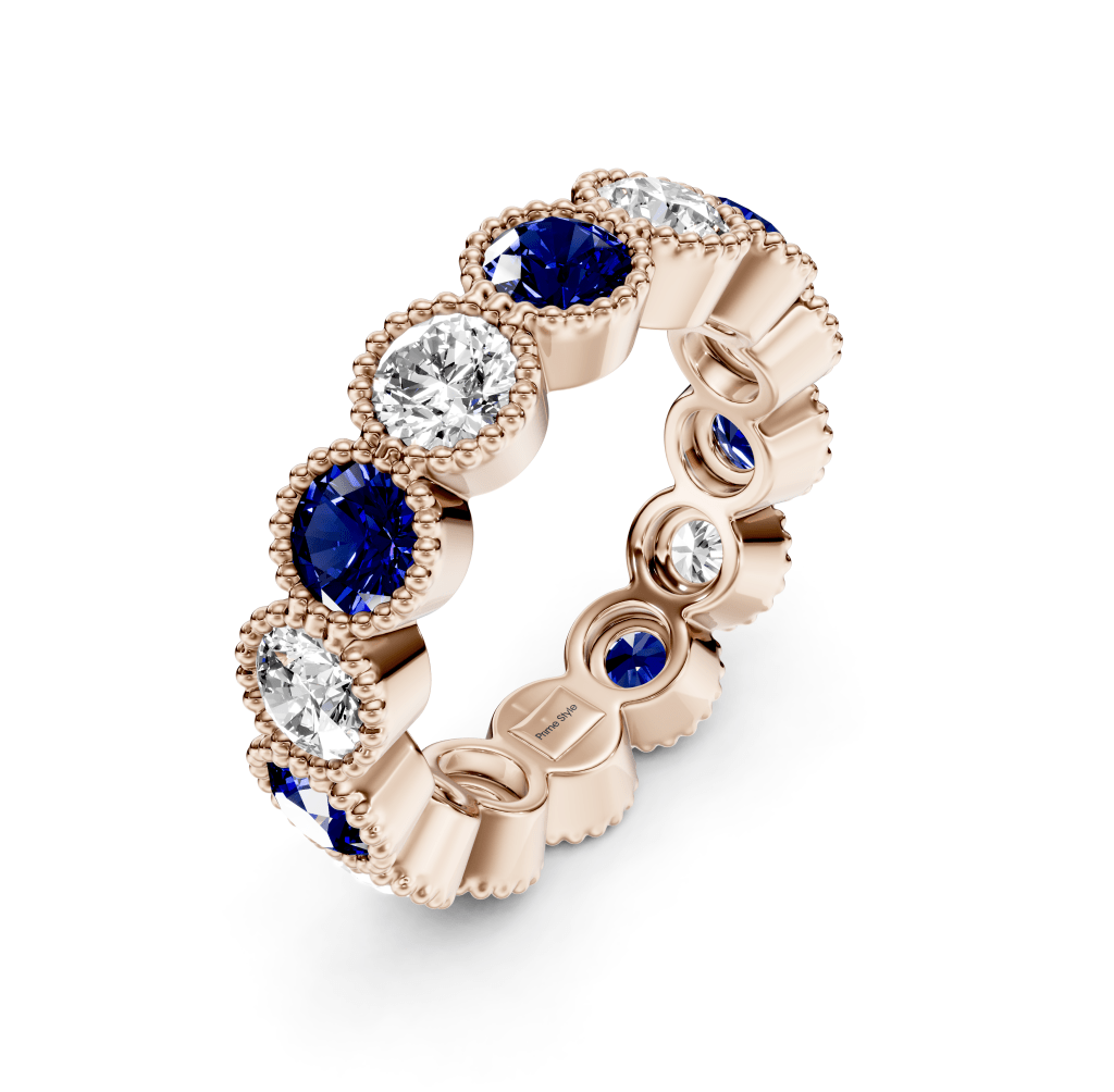 1.50 - 5.00 CT Round Cut Blue Sapphires and Diamonds - Eternity Rings - Primestyle.com