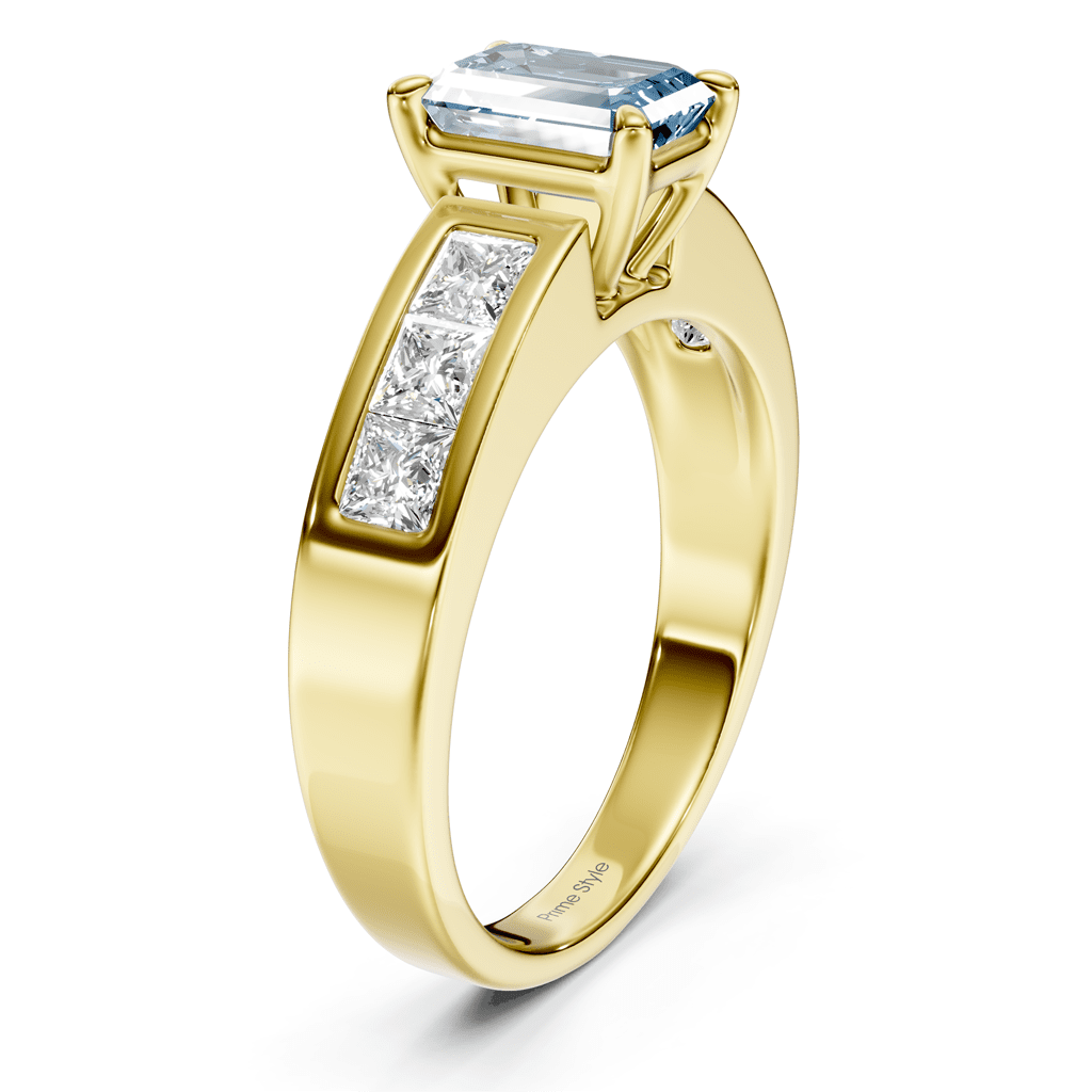 1.80 - 4.80 CT Emerald &amp; Princess Cut Fancy Blue Diamonds - Engagement Ring - Primestyle.com