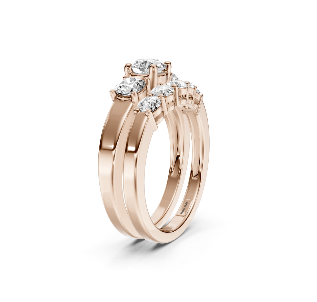 1.30-2.45 CT Emerald &amp; Round Cut Natural Diamonds - Bridal Set - Primestyle.com