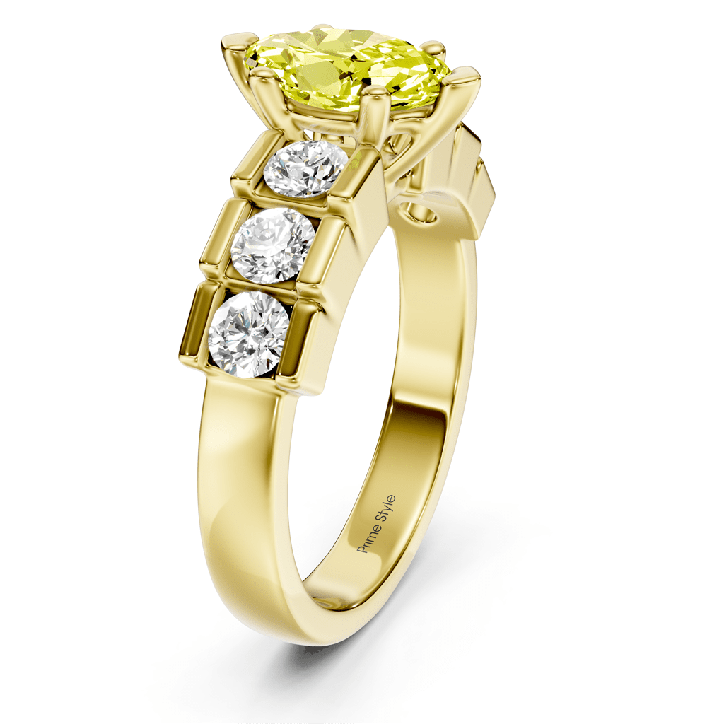 1.85-4.85 CT Marquise & Round Cut Fancy Yellow Diamonds - Engagement Ring