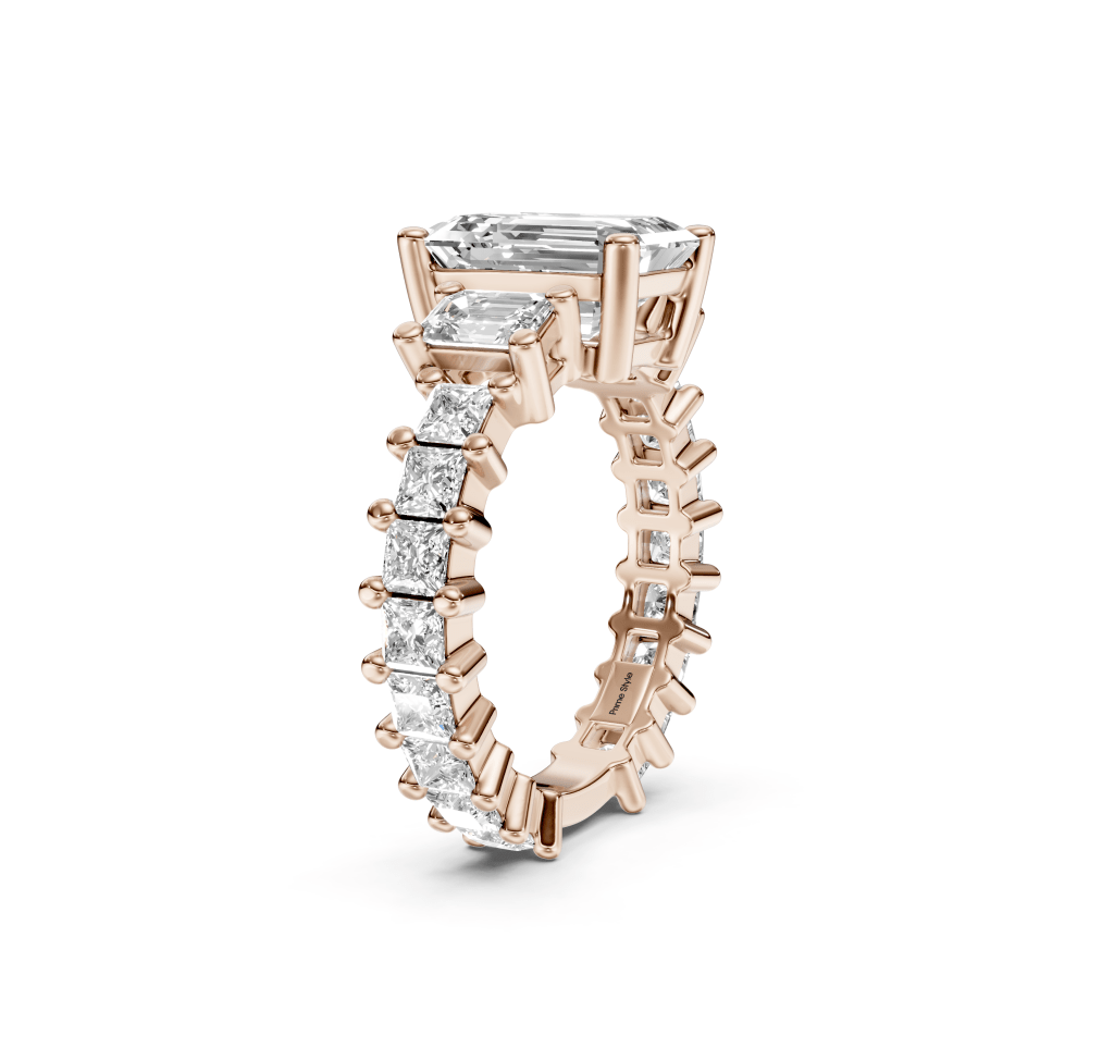 3.20 - 8.70 CT Emerald &amp; Princess Cut Diamonds - Engagement Ring - Primestyle.com