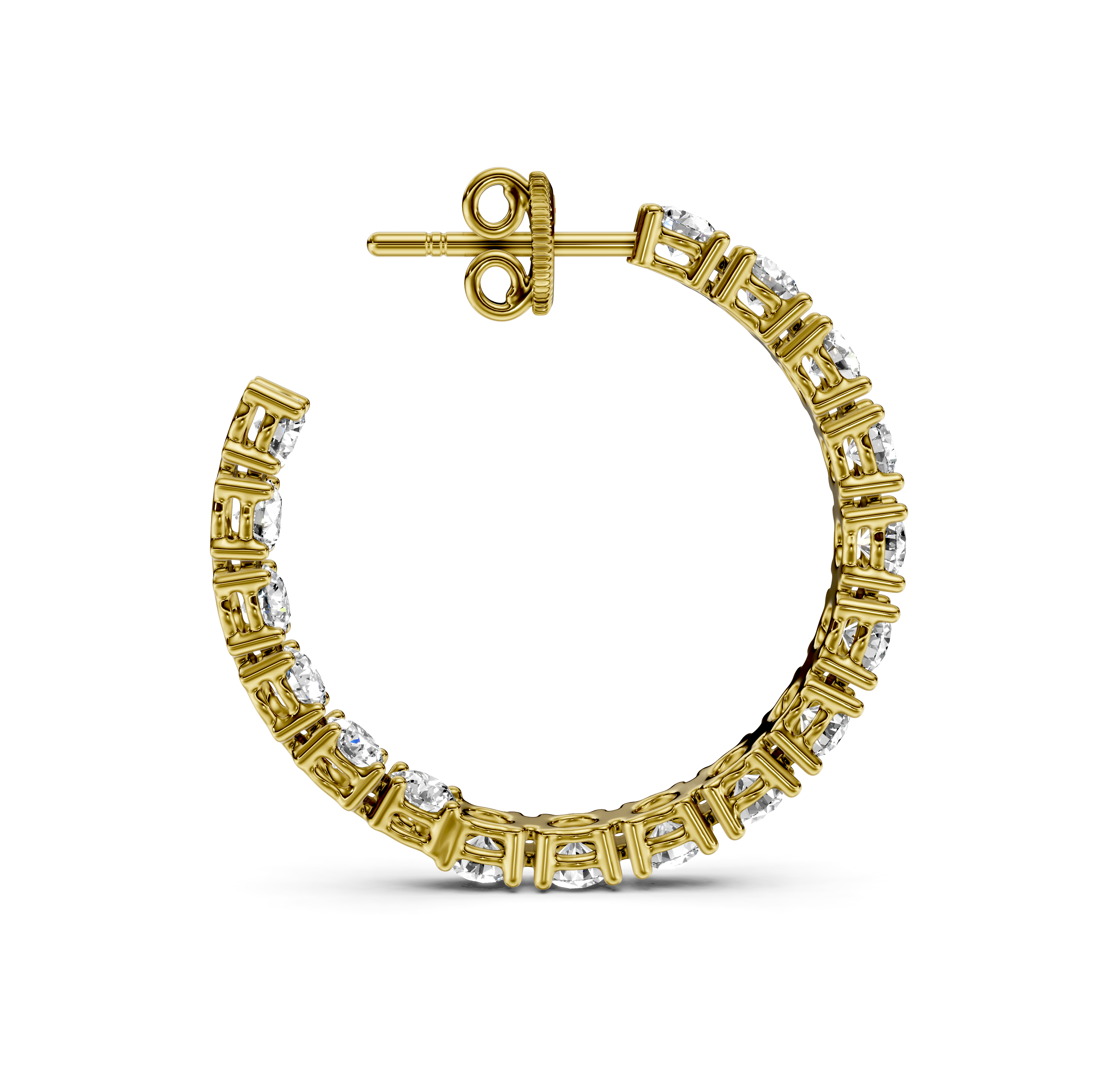 3.25 CT Round Cut Natural Diamonds - Hoop And Drop And Earrings