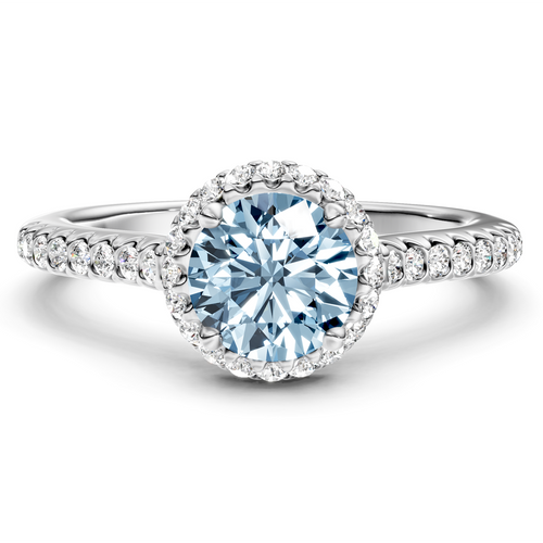 1.30-4.30 CT Round Cut Fancy Blue Diamonds - Engagement Ring