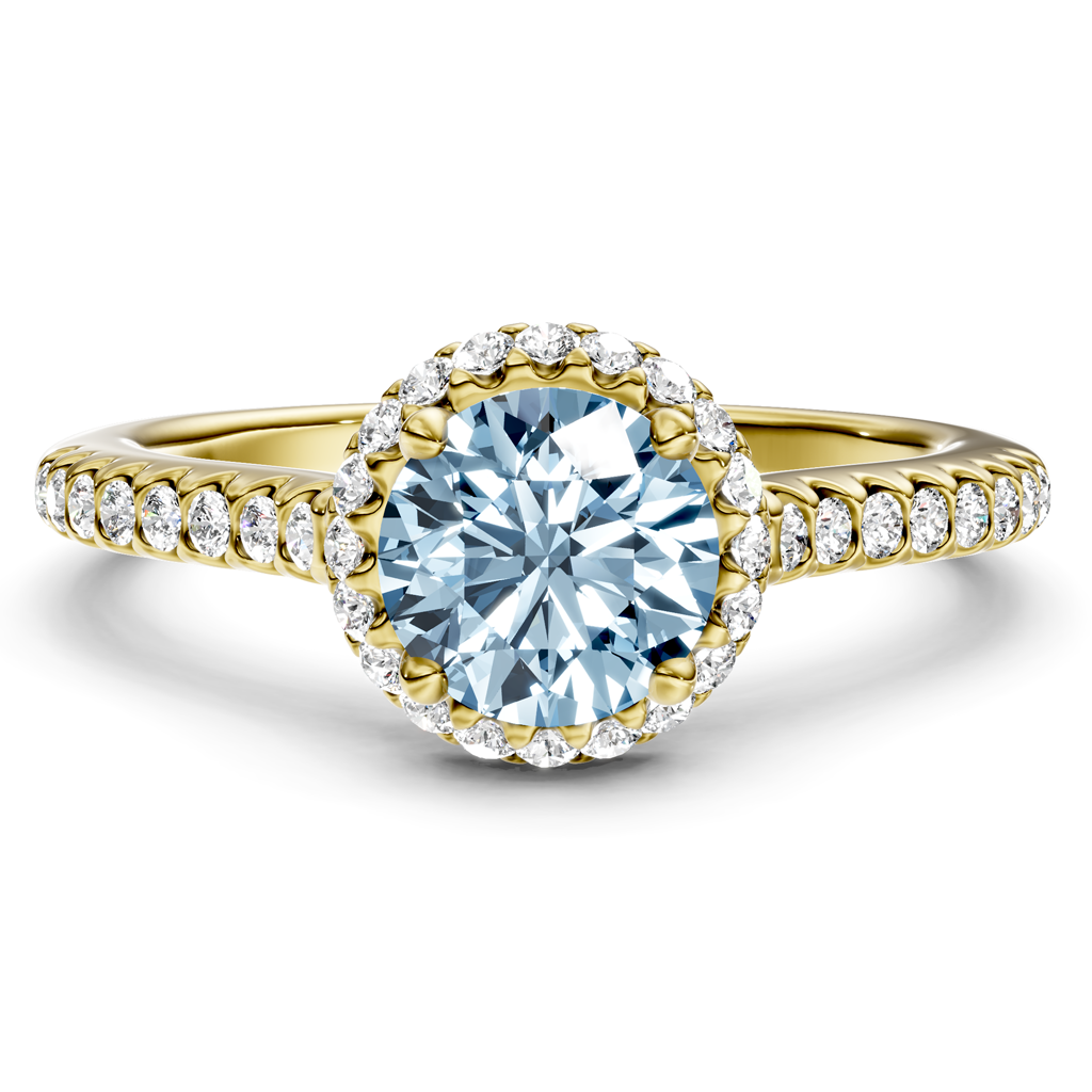 1.30-4.30 CT Round Cut Fancy Blue Diamonds - Engagement Ring