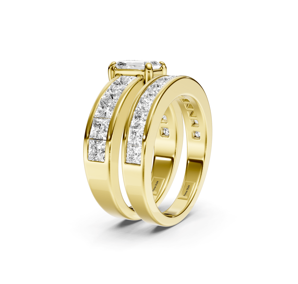 3.00-8.50 CT Emerald &amp; Princess Cut Lab Grown Diamonds - Bridal Set - Primestyle.com