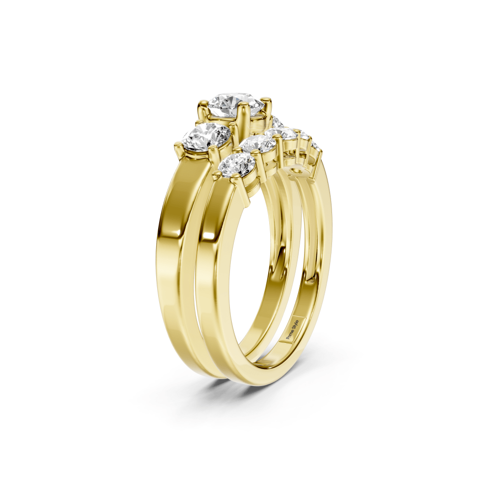 1.30-2.45 CT Emerald &amp; Round Cut Natural Diamonds - Bridal Set - Primestyle.com