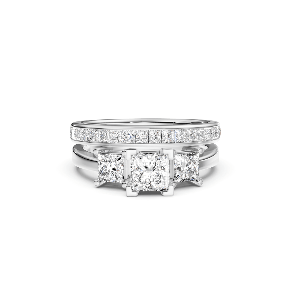 1.40 - 6.90 CT Princess Cut Lab Grown Diamonds - Bridal Set - Primestyle.com