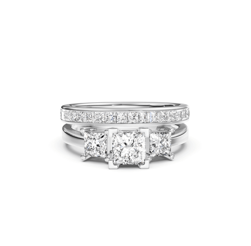 1.40 - 6.90 CT Princess Cut Lab Grown Diamonds - Bridal Set - Primestyle.com
