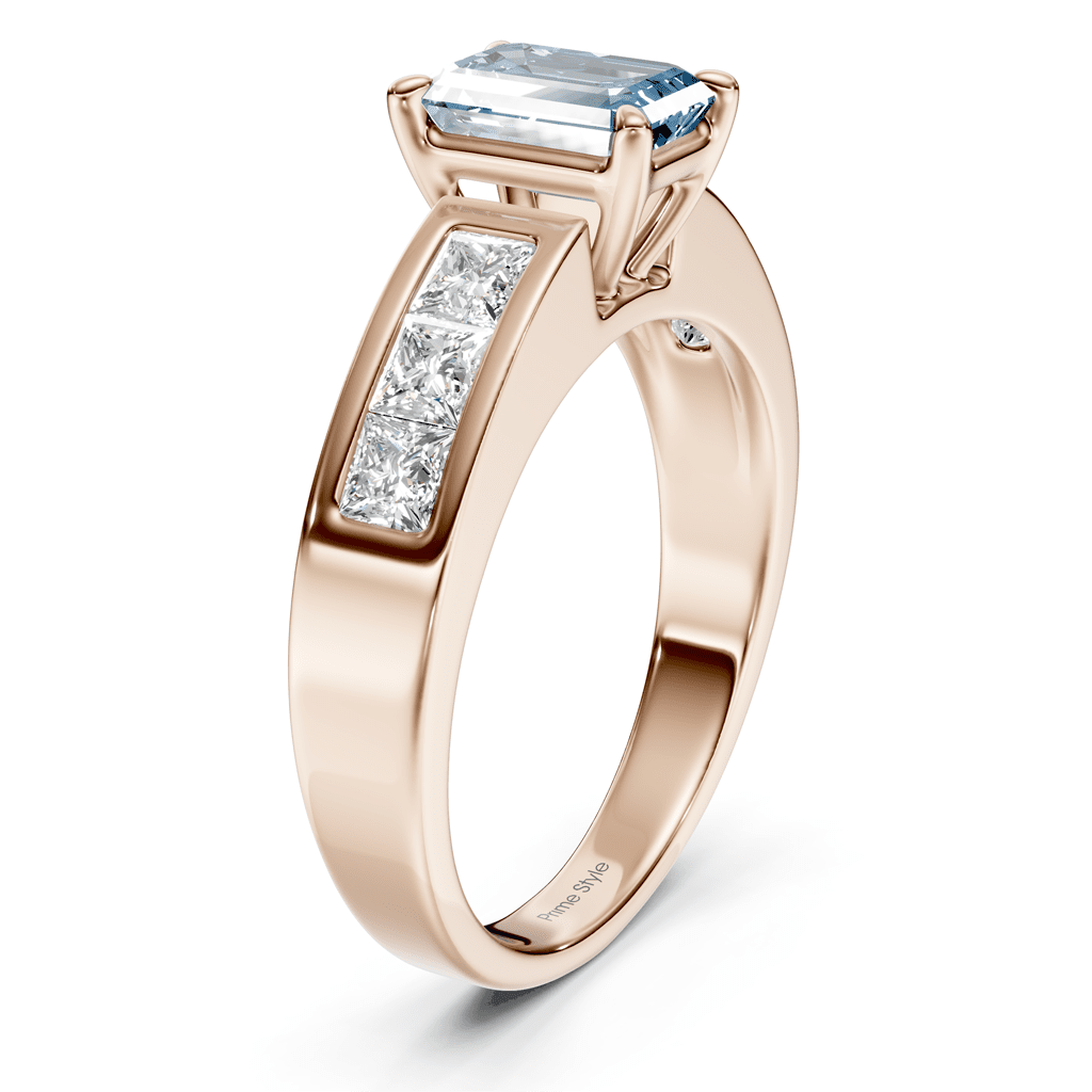 1.80-4.80 CT Emerald & Princess Cut Fancy Blue Diamonds - Engagement Ring