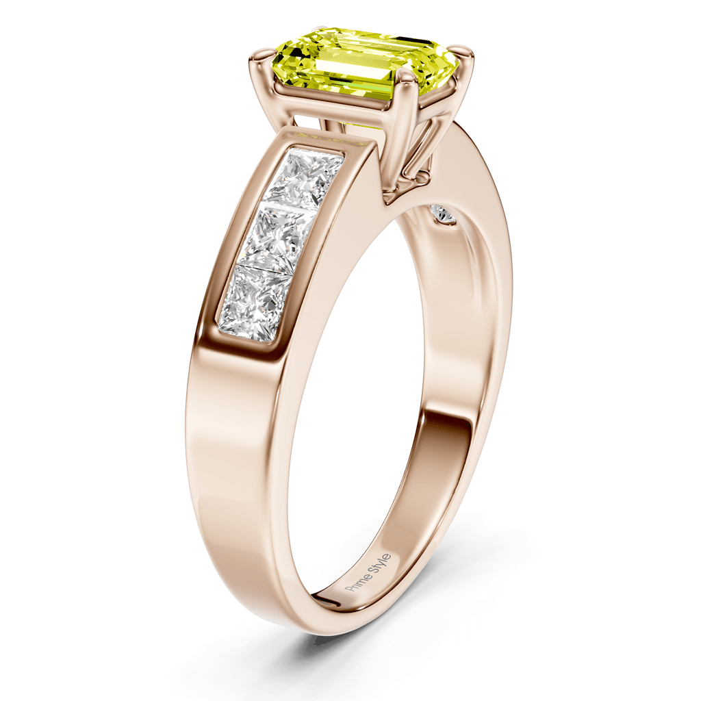 1.80-4.80 CT Emerald & Princess Cut Fancy Yellow Diamonds - Engagement Ring