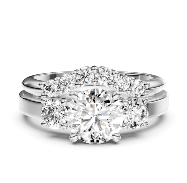 1.05-6.55 CT Round Cut Lab Grown Diamonds - Bridal Set