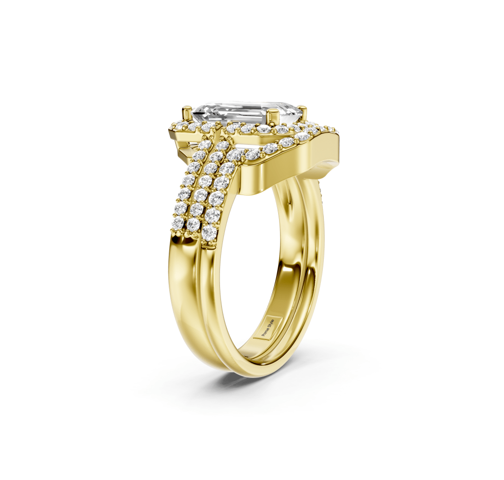1.00 - 6.50 CT Emerald &amp; Round Cut Diamonds - Bridal Set - Primestyle.com