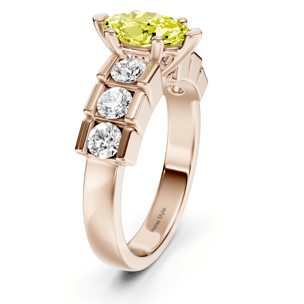 1.85-4.85 CT Marquise & Round Cut Fancy Yellow Diamonds - Engagement Ring