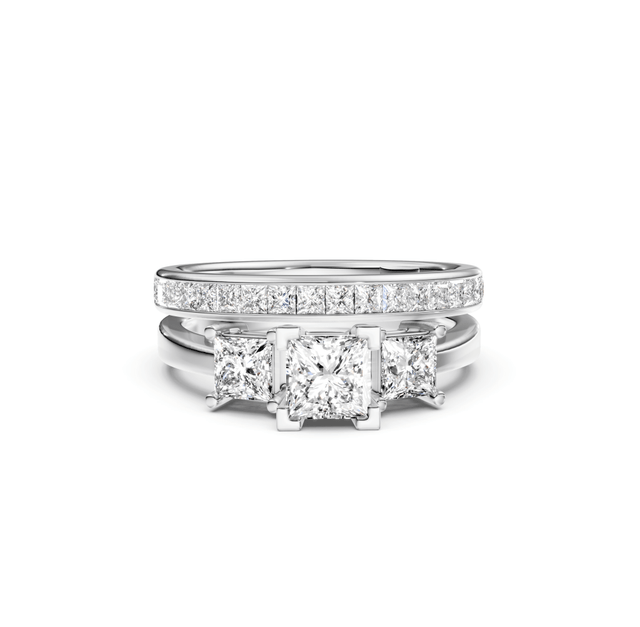 1.25-2.40 CT Princess Cut Natural Diamonds - Bridal Set
