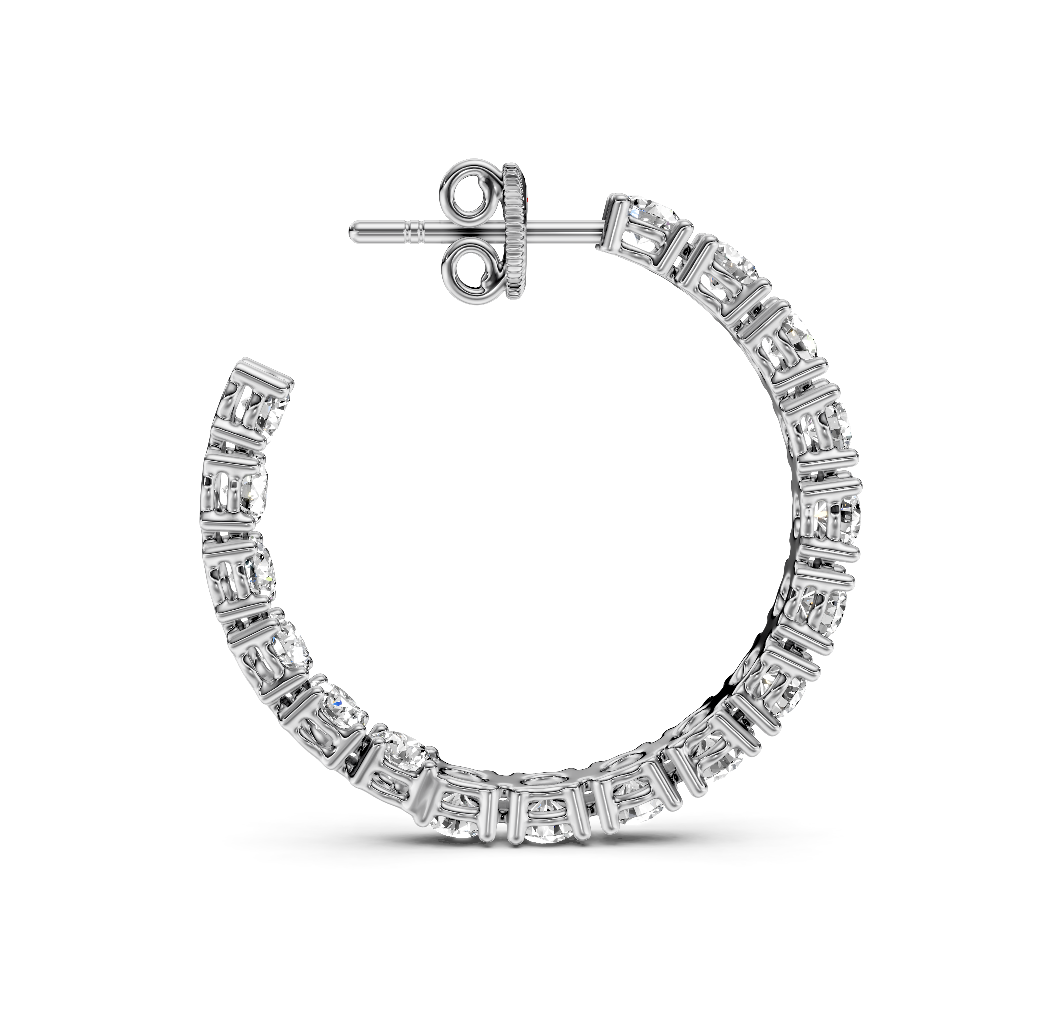 3.25 CT Round Cut Diamonds - Hoop And Drop And Earrings