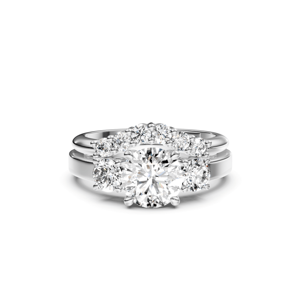 1.05-6.55 CT Round Cut Lab Grown Diamonds - Bridal Set
