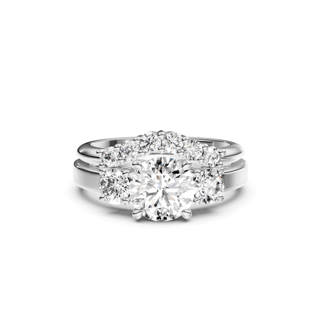 1.05-6.55 CT Round Cut Lab Grown Diamonds - Bridal Set