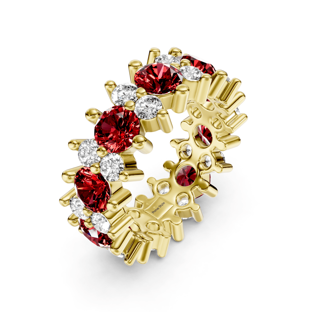 2.00 - 6.00 CT Round Cut Rubies and Diamonds - Eternity Rings - Primestyle.com