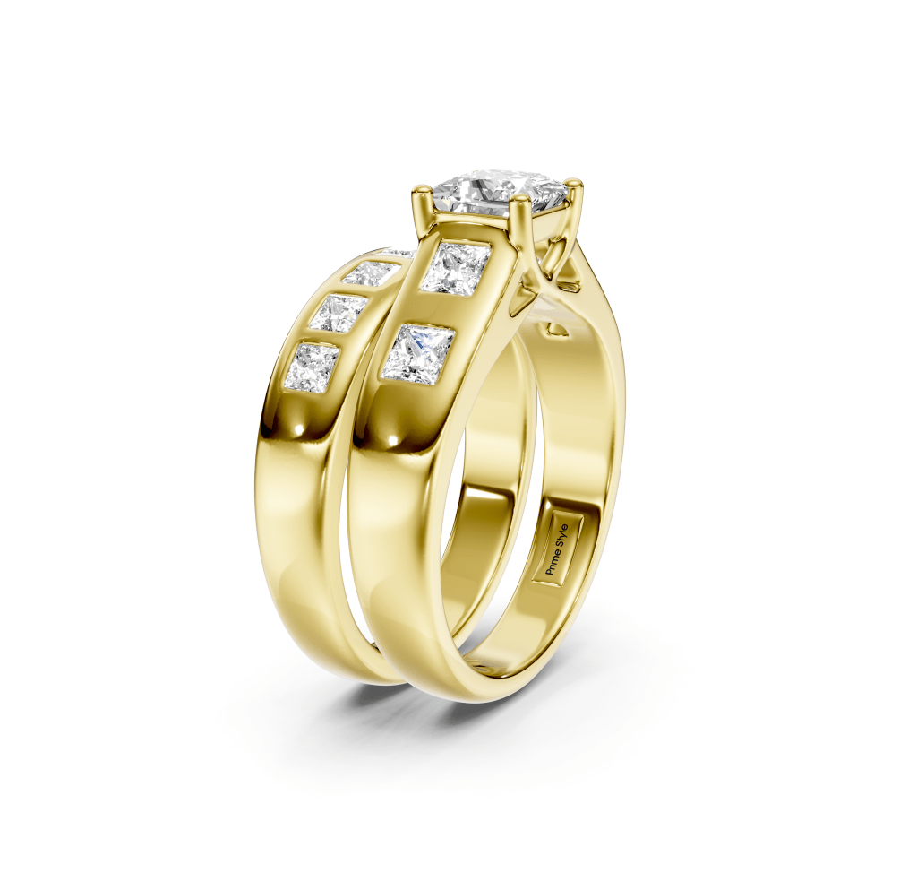 1.65 - 7.15 CT Princess Cut Lab Grown Diamonds - Bridal Set - Primestyle.com