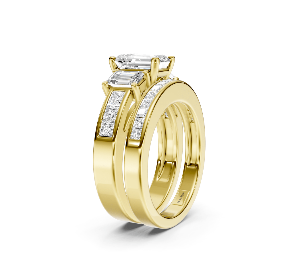 2.10-7.60 CT Emerald & Princess Cut Lab Grown Diamonds - Bridal Set