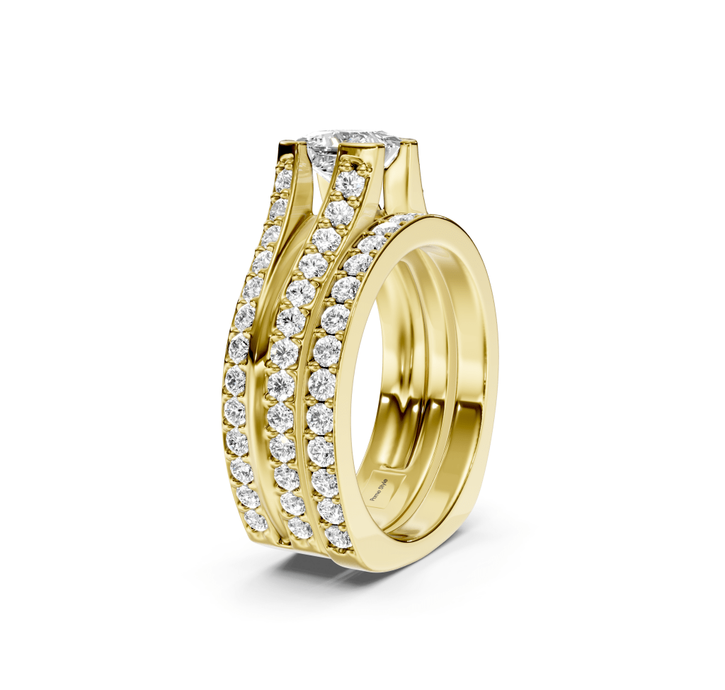 1.85-3.00 CT Princess &amp; Round Cut Natural Diamonds - Bridal Set - Primestyle.com