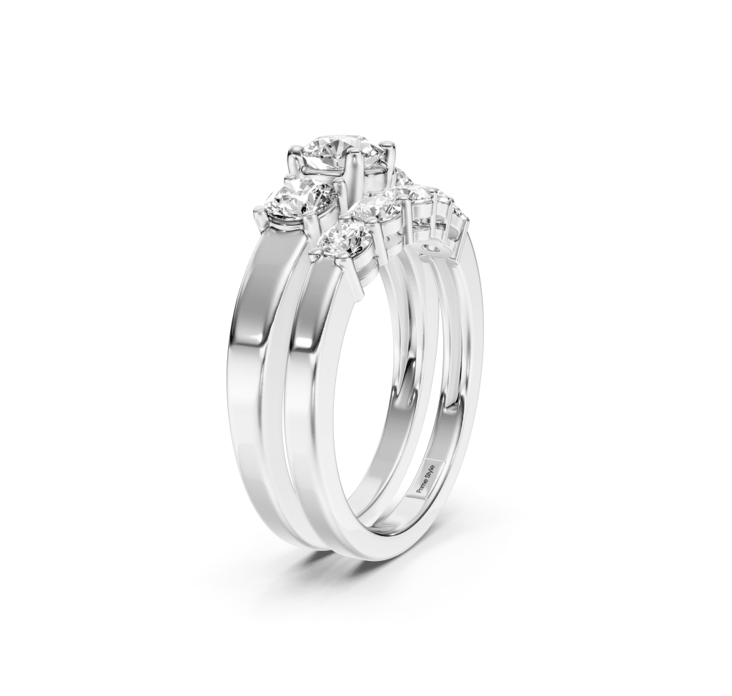 1.30-2.45 CT Emerald & Round Cut Natural Diamonds - Bridal Set
