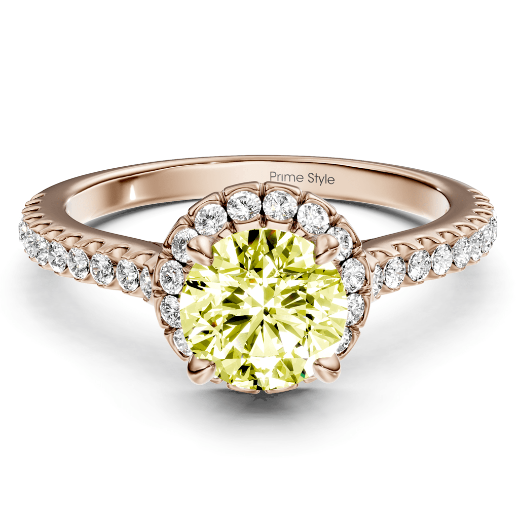 1.35 - 4.35 CT Round Cut Fancy Yellow Diamonds - Engagement Ring - Primestyle.com