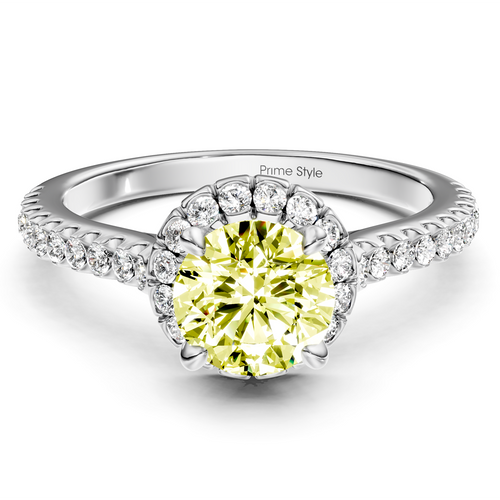 1.35-4.35 CT Round Cut Fancy Yellow Diamonds - Engagement Ring
