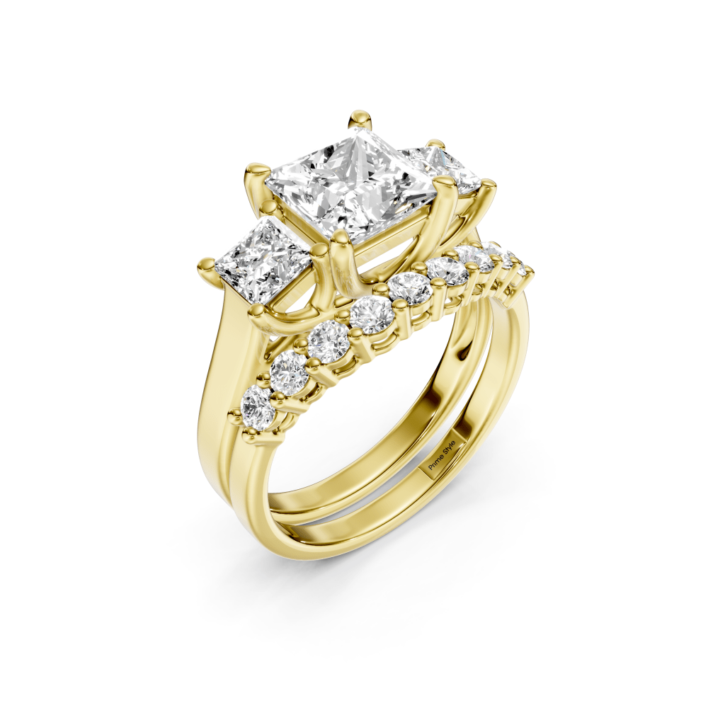 2.00 - 7.50 CT Princess &amp; Round Cut Lab Grown Diamonds - Bridal Set - Primestyle.com