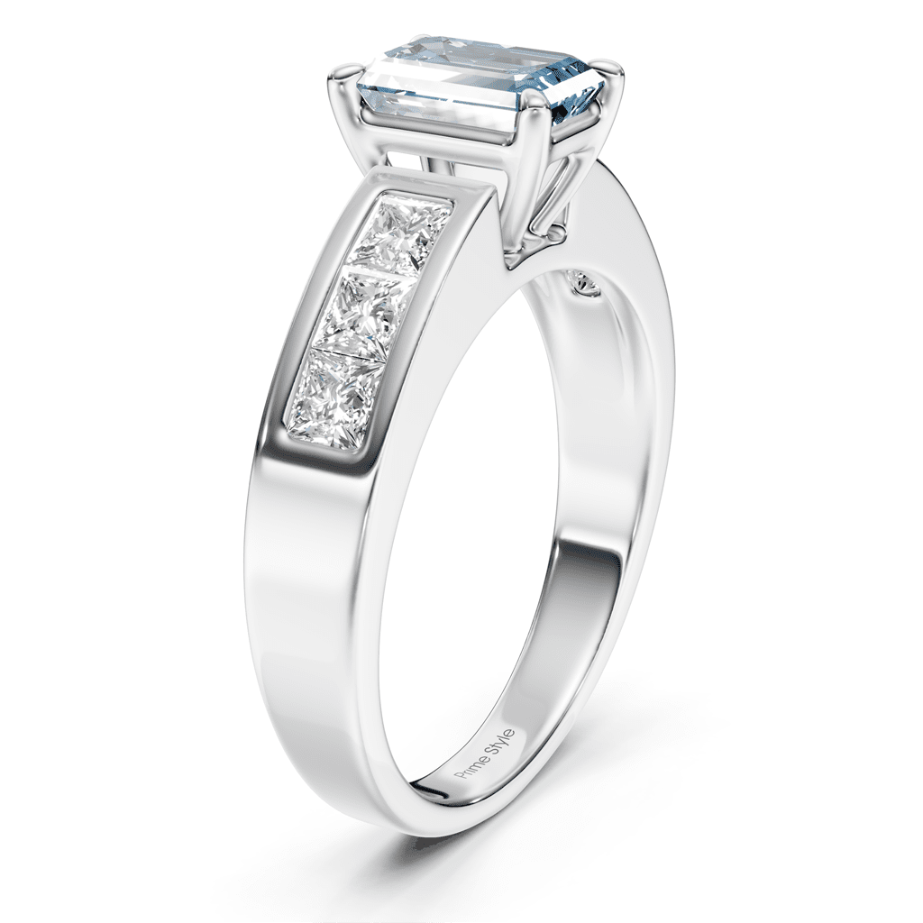 1.80 - 4.80 CT Emerald &amp; Princess Cut Fancy Blue Diamonds - Engagement Ring - Primestyle.com