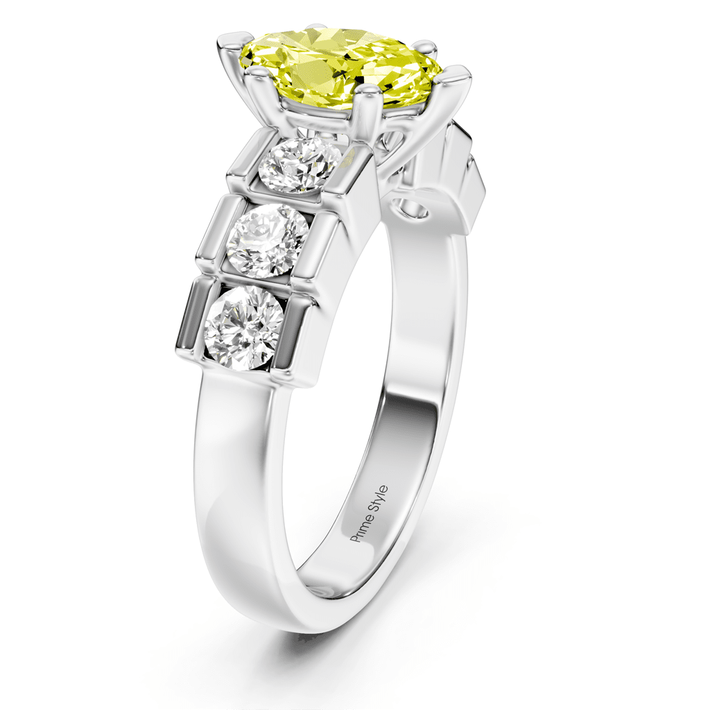 1.85 - 4.85 CT Marquise &amp; Round Cut Fancy Yellow Diamonds - Engagement Ring - Primestyle.com