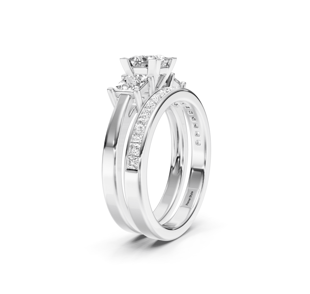 1.25-2.40 CT Princess Cut Natural Diamonds - Bridal Set