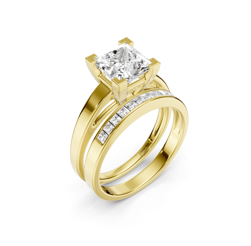 0.75 - 6.25 CT Princess Cut Lab Grown Diamonds - Bridal Set - Primestyle.com