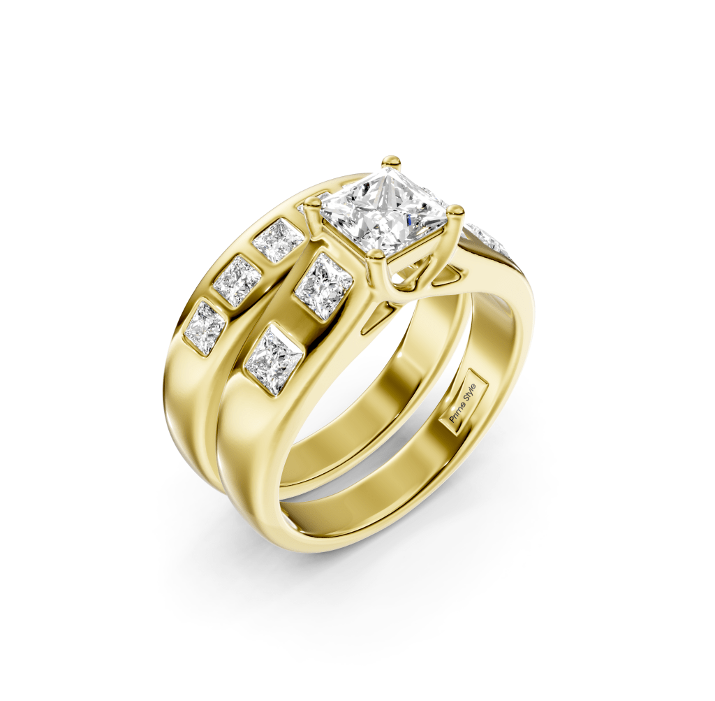 1.65 - 7.15 CT Princess Cut Lab Grown Diamonds - Bridal Set - Primestyle.com