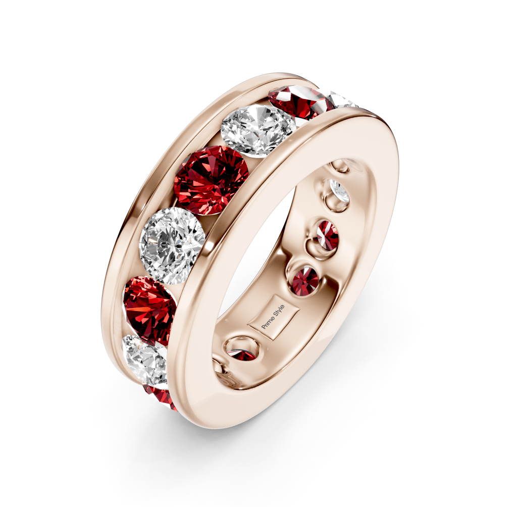 2.00 - 6.00 CT Round Cut Rubies and Diamonds - Eternity Rings - Primestyle.com