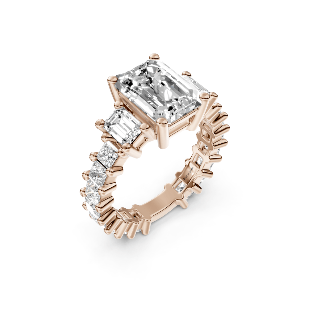 3.20 - 8.70 CT Emerald &amp; Princess Cut Diamonds - Engagement Ring - Primestyle.com