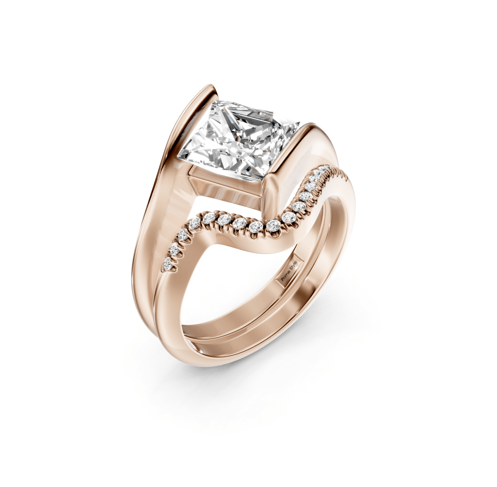 0.60 - 6.10 CT Princess &amp; Round Cut Diamonds - Bridal Set - Primestyle.com