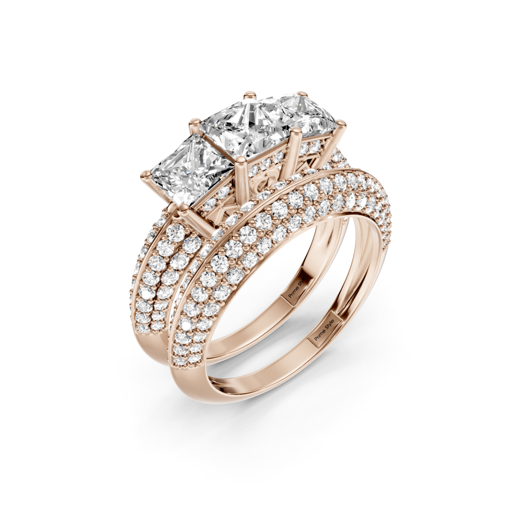 2.20-7.70 CT Princess & Round Cut Lab Grown Diamonds - Bridal Set
