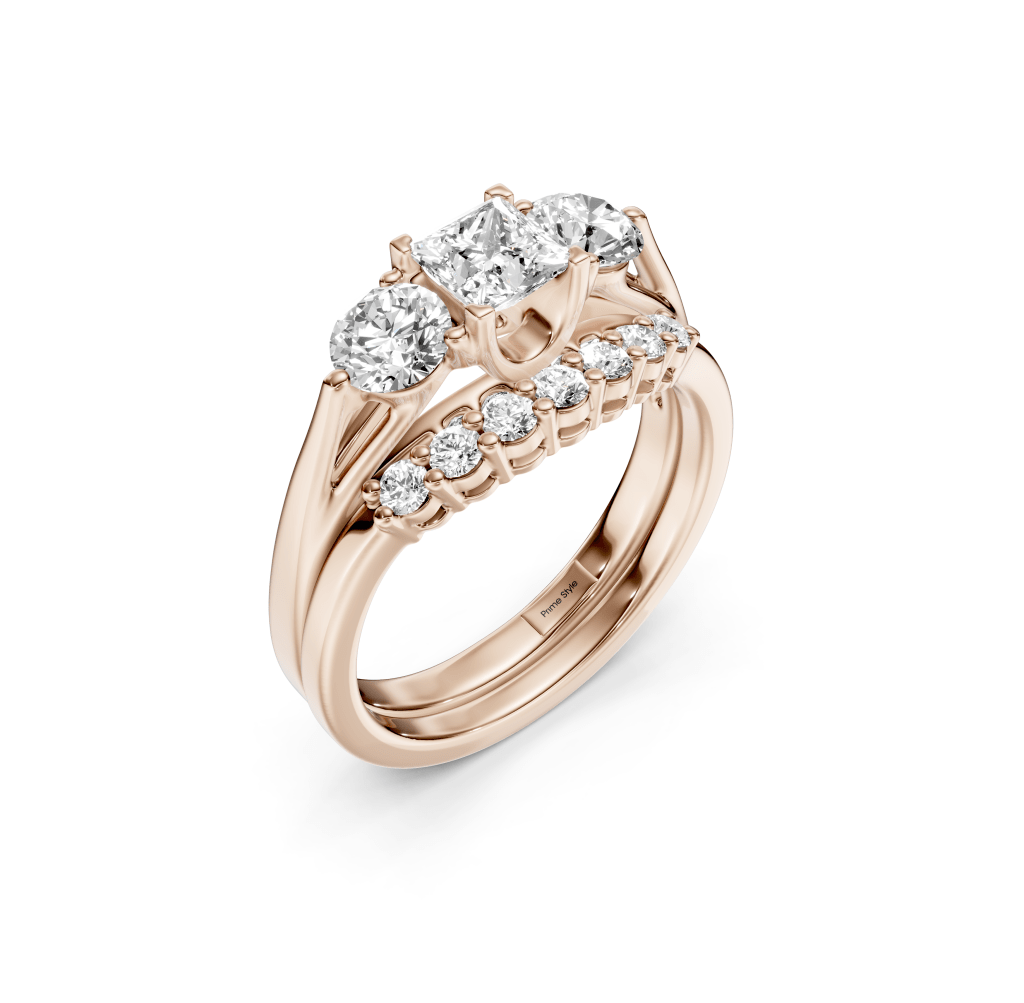 1.30-6.80 CT Princess &amp; Round Cut Lab Grown Diamonds - Bridal Set - Primestyle.com