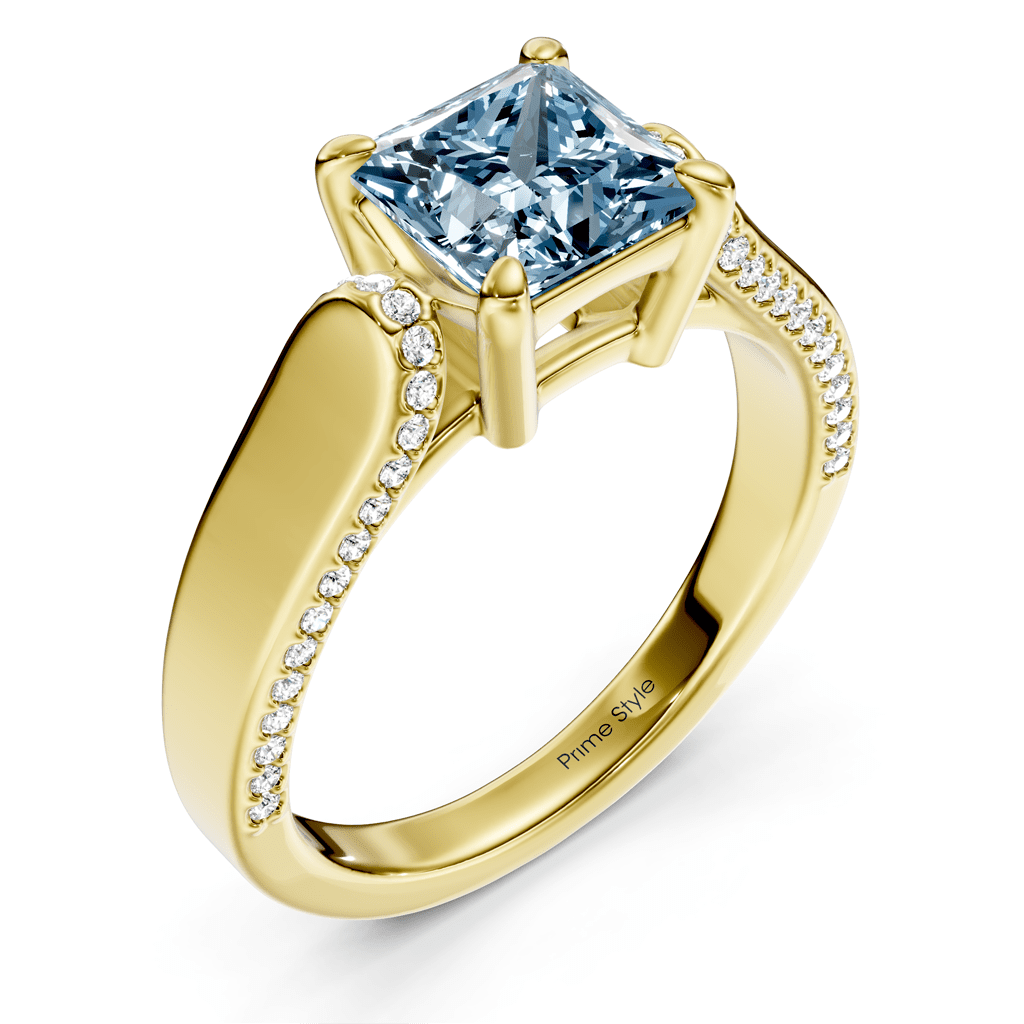 1.65 - 4.65 CT Round Cut Fancy Blue Diamonds - Engagement Ring - Primestyle.com