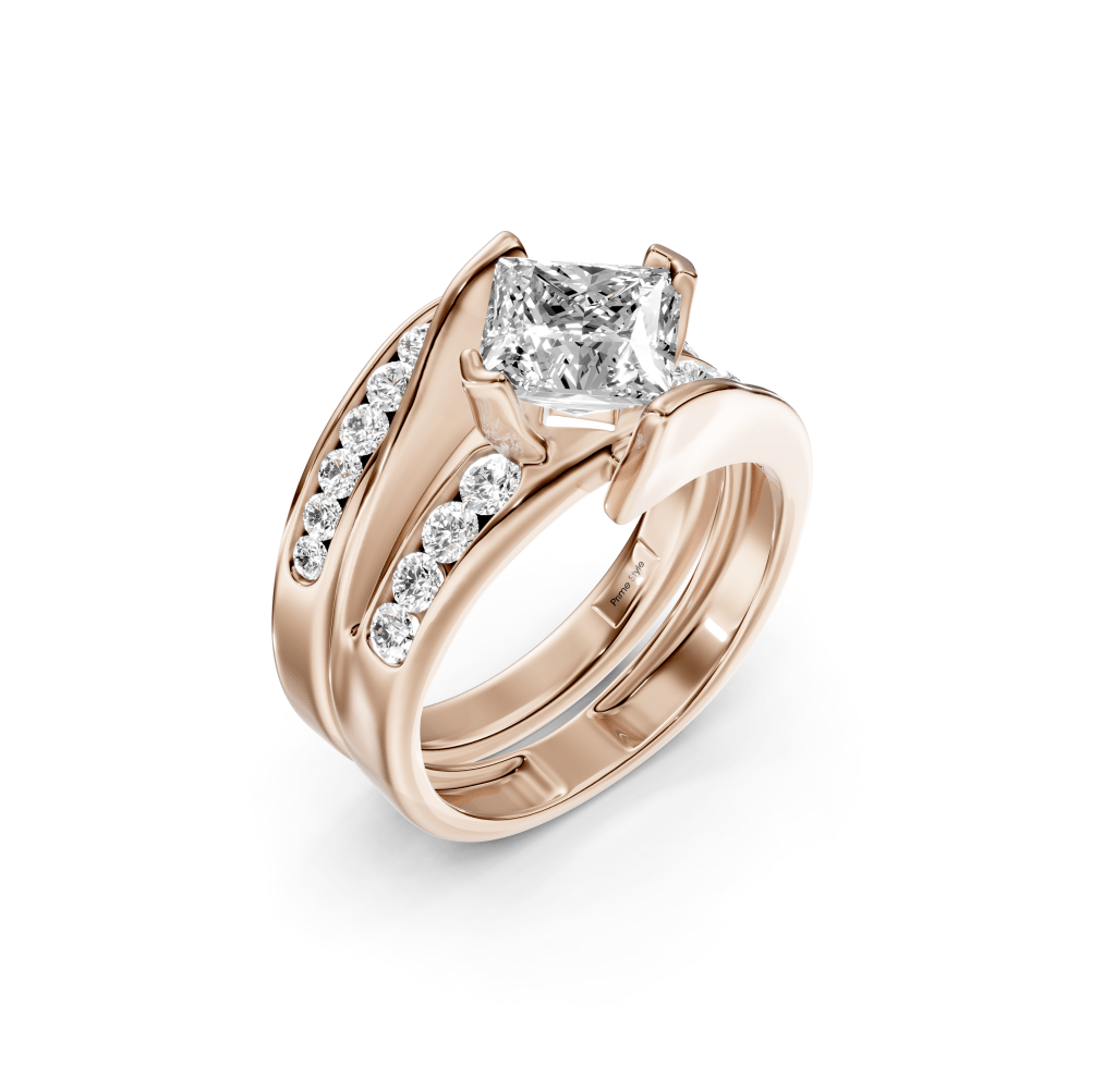 1.00-6.50 CT Princess & Round Cut Lab Grown Diamonds - Bridal Set